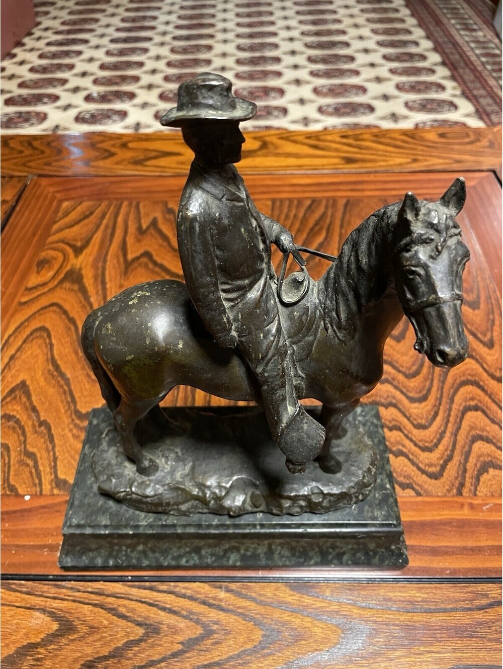 Rare Alfred Bertram Pegram Western Cowboy Riding Horse Bronze Sculpture 1909 !!!